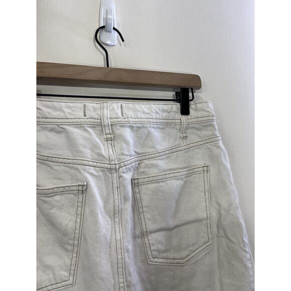 Free People Mambo Slit Denim Midi Skirt white Wash Jean Fray Hem 31 Y2K Minimal - Picture 9 of 16